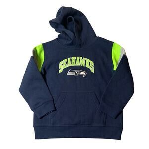 NFL Team Apparel Hoodie Kids M 5/6 Blue Seattle Seahawks Kangaroo Pockets Hoodie
